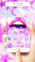 3D Glitter Galaxy Lips Theme Affiche