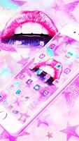 3D Glitter Galaxy Lips Theme capture d'écran 1