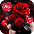 3D Vrai Amour Rose Rouge Thème icône
