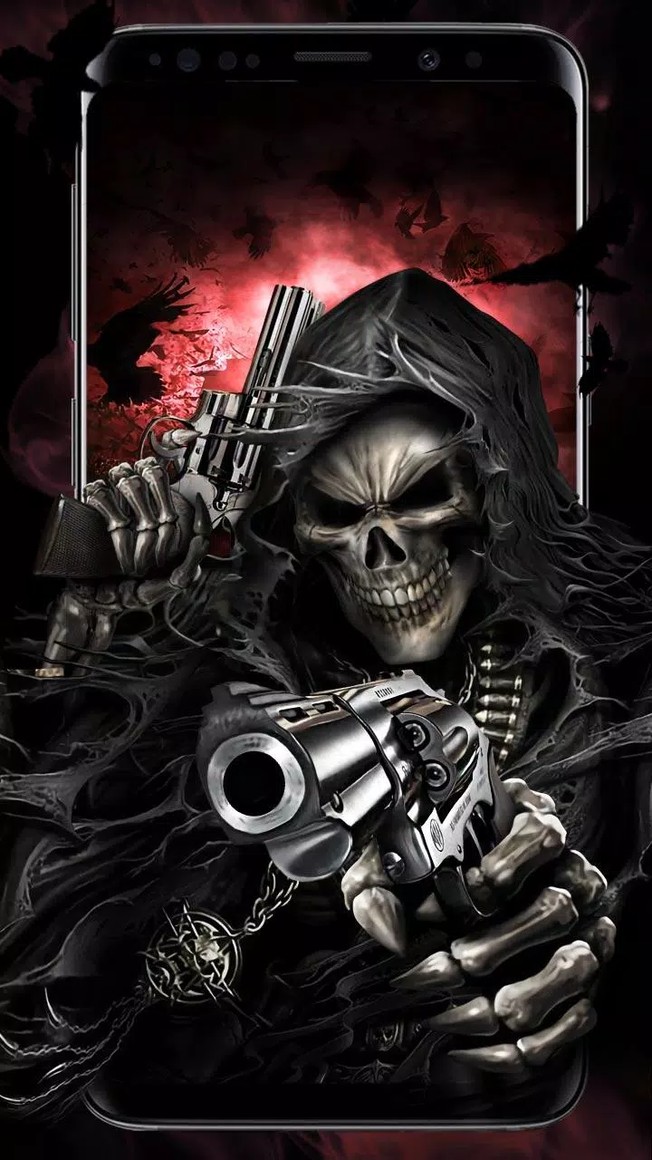 cool skulls with guns wallpaper