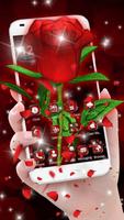 3D Love Red Rose Glitter Theme Cartaz