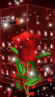 3D Love Red Rose Glitter Theme imagem de tela 1