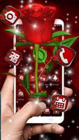 3D Love Red Rose Glitter Theme imagem de tela 2