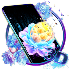 3D Neon Night Rose Theme icône