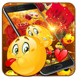 Emoij yellow face expression neon theme icon