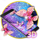 Fantasy Pink Purple Diamond Butterfly 3D Theme आइकन