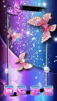 Fantasy Pink Purple Diamond Butterfly 3D Theme اسکرین شاٹ 1