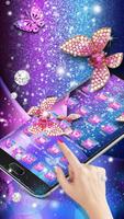 Fantasy Pink Purple Diamond Butterfly 3D Theme اسکرین شاٹ 2