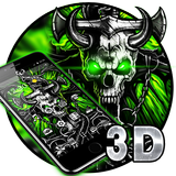 3D Gothic Metal Skull Live Wallpaper Theme icône