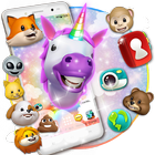 3D Funny Unicorn Emoji Gravity Theme icône