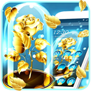 APK 3D Golden Blossom Rose Gravity Theme