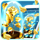 3D Golden Blossom Rose Gravity Theme APK