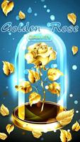 3D Golden Blossom Rose Gravity Theme Affiche