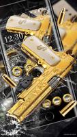 3D Golden Gun Bullet Gravity Theme Affiche