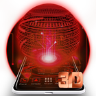 Tema solar do holograma vermelho da tecnologia 3D ícone