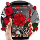 3D Crimson Rose Dew Gravity Theme icono