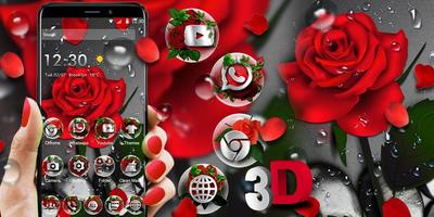 3D Crimson Rose Dew Gravity Theme imagem de tela 3