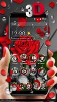 3D Crimson Rose Dew Gravity Theme постер