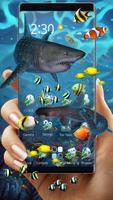 3D Ocean Blue Shark Tank-thema🦈-poster