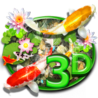 3D Koi Fish Water Stone Theme icône