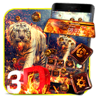 Fire Tiger 3D Glass Tech Theme Zeichen