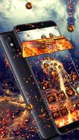 Fire Tiger 3D Glass Tech Theme 스크린샷 1