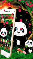 Cute Panda Nature Glass Tech Theme Affiche