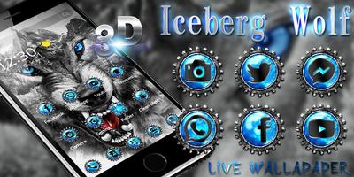 3D Iceberg Wolf Live Wallpaper Theme Affiche