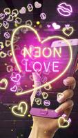 3D Neon Heart Love Gravity Theme Affiche