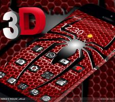 3D Red Metal Spider Hero Live Wallpaper Theme Affiche