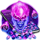 Purple Blue Fire Skull Gravity Theme biểu tượng