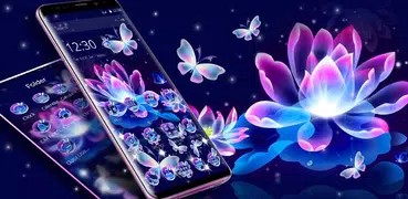 Neon Butterfly Lotus Glitter Theme