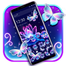Neon Butterfly Lotus Glitter Theme aplikacja