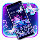 Neon Butterfly Lotus Glitter Tema APK