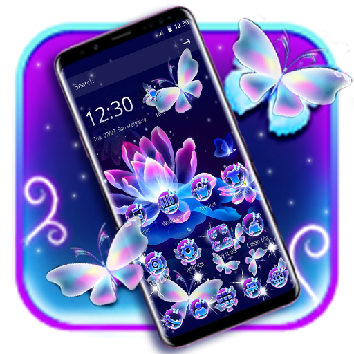 Neon Butterfly Lotus Glitter Theme