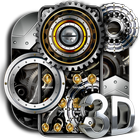 Luxury Silver Cogwheel 3D icon
