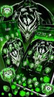 3D Green Metal Dragon Gravity Theme الملصق