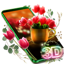 3D Red Tulip Flower Parallax Theme APK