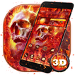 3D Red Fire Skull Glass Theme💀
