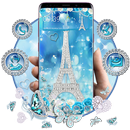 Blue Rose Diamond Eiffel Tower Gravity Theme APK