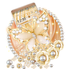 3D Golden Pearl Flower Gravity Theme icône