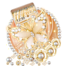 3D Golden Pearl Flower Gravity Theme APK