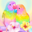 Thème gravité perroquet mignon Oiseaux d'amour 3D