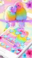 3D Cute Colorful Lovebirds Parrot Gravity Theme تصوير الشاشة 1