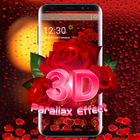 3D Red Rose Parallax Theme icône