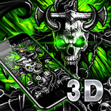 3D Gothic Graffiti Metal Skull Theme أيقونة