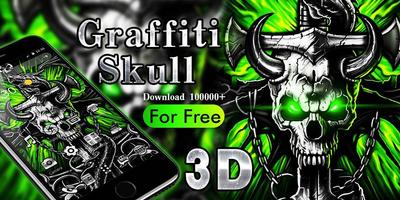 3D Gothic Graffiti Metal Skull Theme screenshot 3