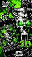 3D Gothic Graffiti Metal Skull Theme โปสเตอร์