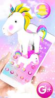 3D Cute Baby Unicorn Launcher Theme Affiche