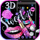 3D Paillettes doux baiser (Lèvres) Thème icône